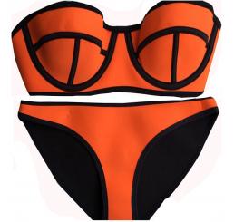 Honofash Structured Bright Wet Suit Neoprene Bikini Swimsuit